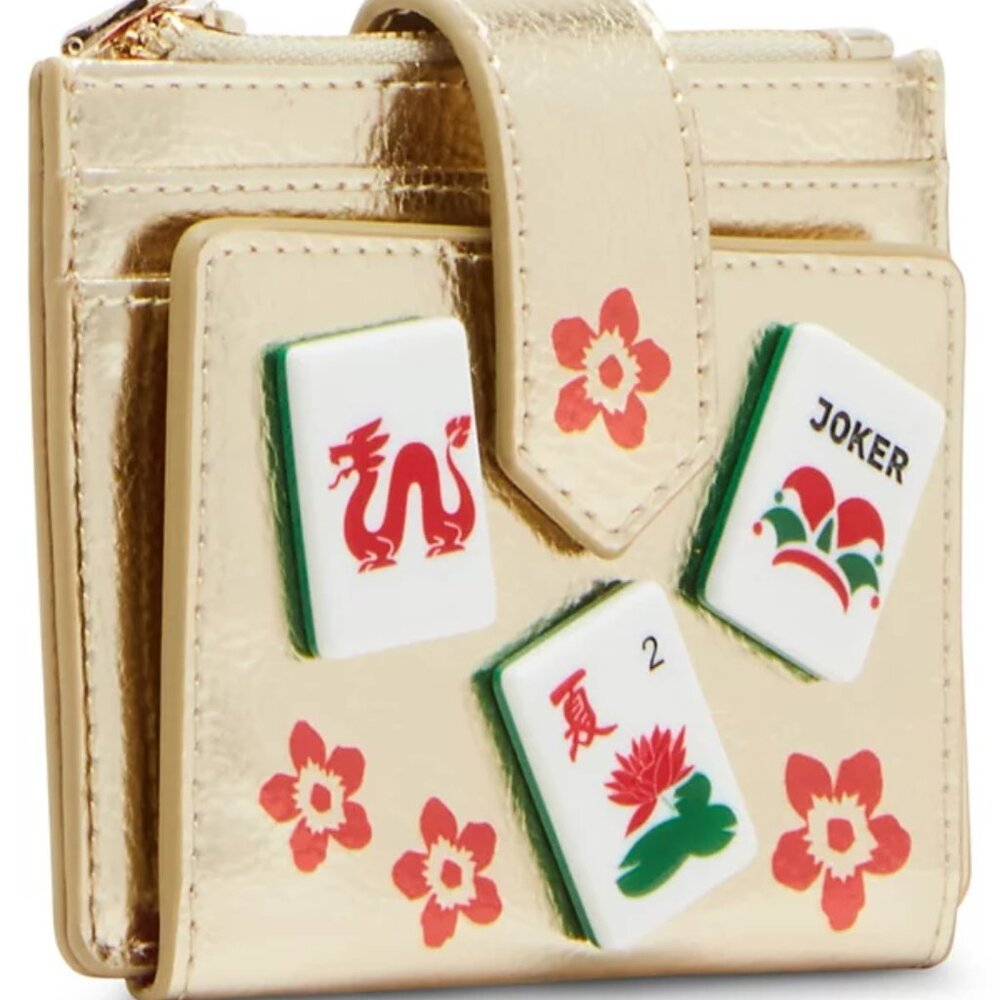 Betsey Johnson Kitsch Bam BiFold Wallet Gold Metallic Lunar New Year NWT - Picture 2 of 7